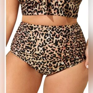 BloomChic Cheetah Ruched Front Swim Bottoms Sz 14-16 or 1X NWT